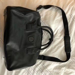 Lululemon black leather duffle gym bag